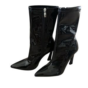 ASOS Simmi London Prince black patent sock boots, size 7